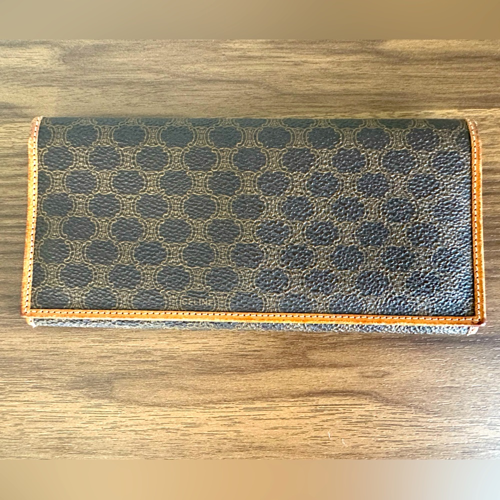 Celine Macadam and brown leather long wallet
